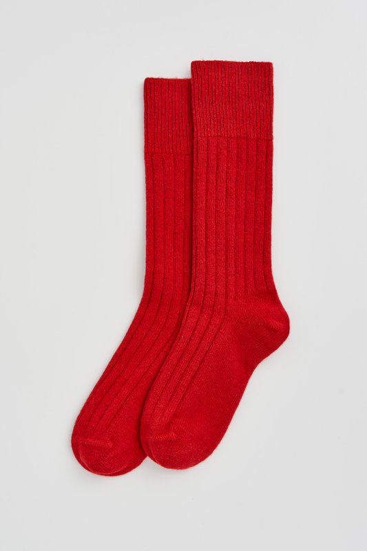 Merino Bed Socks - Postbox Red