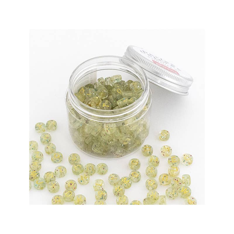 Korálky s písmenky – třpytivý mix gold