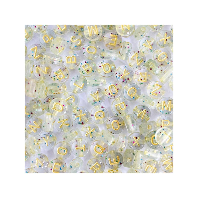 Korálky s písmenky – třpytivý mix gold