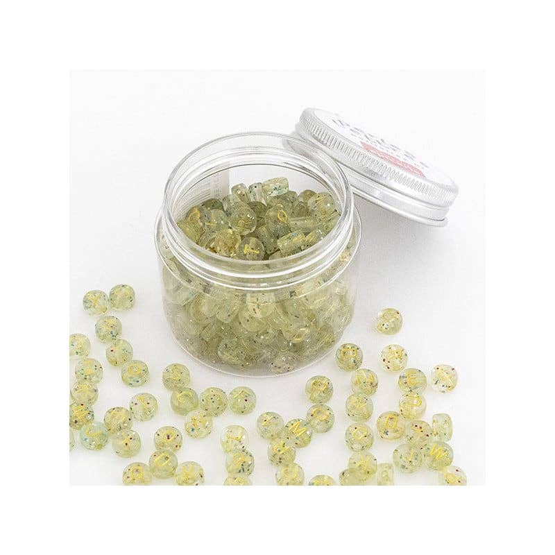 Korálky s písmenky – třpytivý mix gold