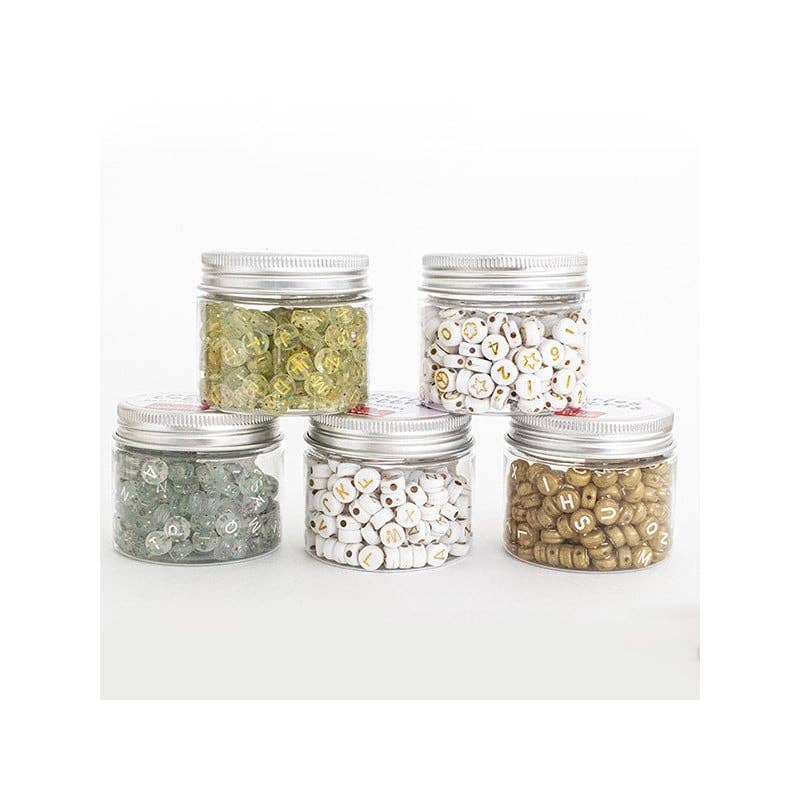 Korálky s písmenky – třpytivý mix gold