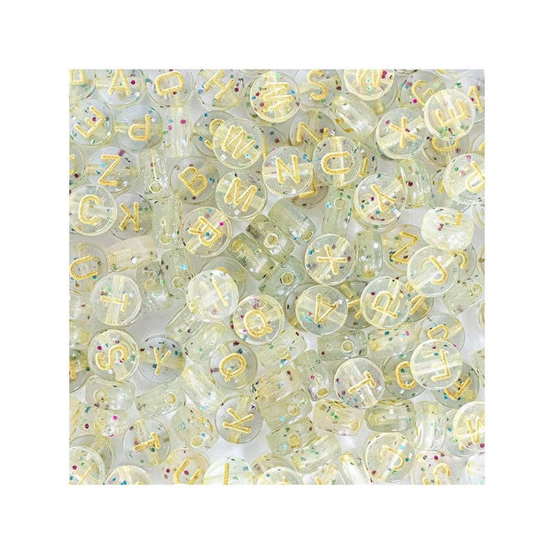 Korálky s písmenky – třpytivý mix gold