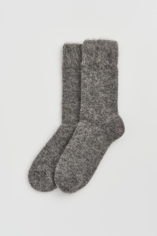Ultra Soft Alpaca Bed Socks - Smoke Grey