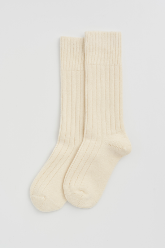 Merino Bed Socks: Clotted Cream